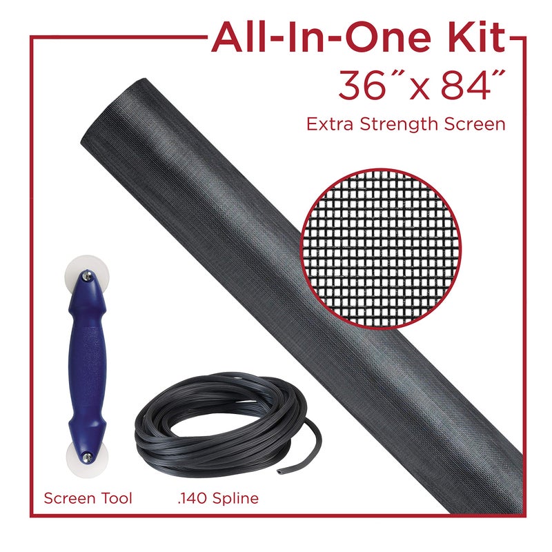 ADFORS Saint-Gobain ADFORS Charcoal Extra Strength Screen Repair Kit for Window & Door, 36 inches x 84 inches - DIY Window & Door Repair, Durable, Screen Replacement, Comes with Spline Tool & Spline - Image 5